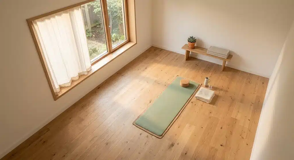 espacio-tranquilo-con-esterilla-para-practicar-visualizacion-deportiva-sin-interrupciones