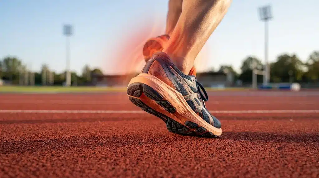 tendon-de-aquiles-con-señal-de-tension-zapatilla-running-ejercicios-para-tendinitis
