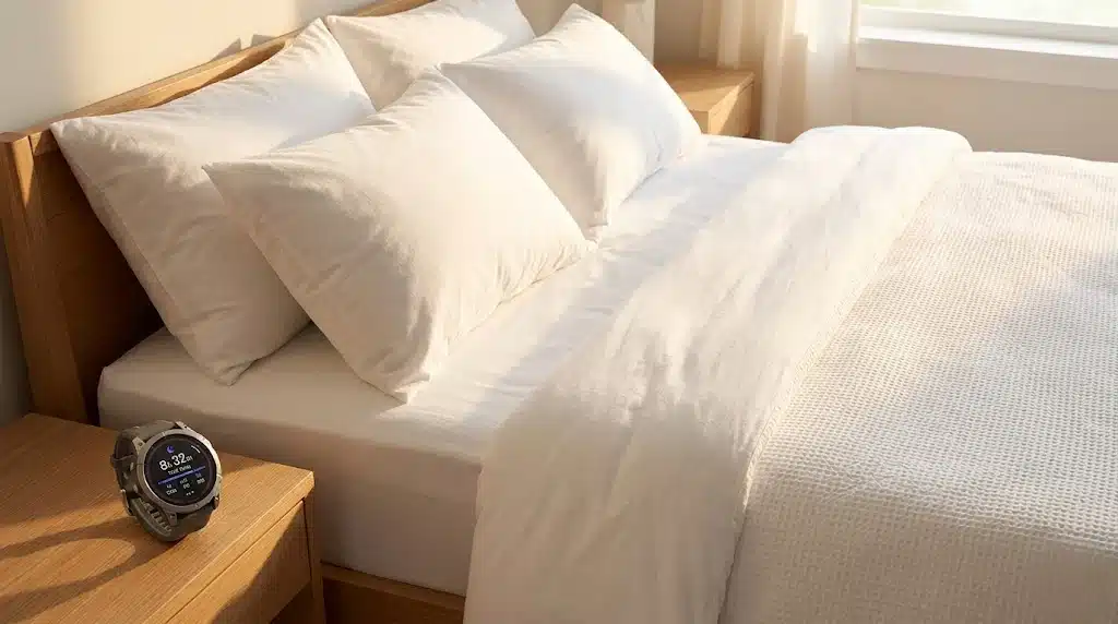 sueno-deportista-habitacion-oscura-lampara-calida-mascarilla-almohada-descanso